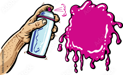 Hand with spray can cartoon vector illustration
