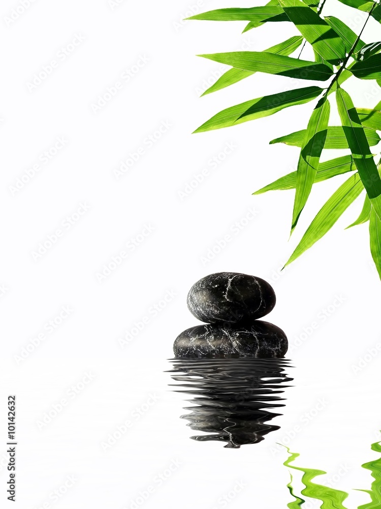 Naklejka premium bamboo and pebbles, Zen atmosphere.