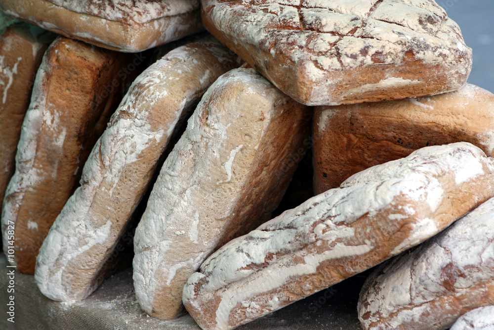 big loafs of traditional bread