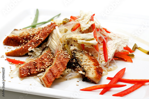 Fish Plate with Vegetables. Isolated on White Background