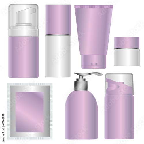 set of pink skin care cosmetic packages