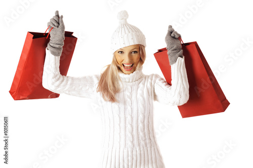 christmas shopping woman photo