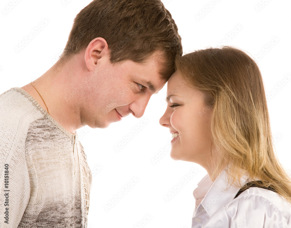 happiness young couple on a white background happiness young couple on a white background