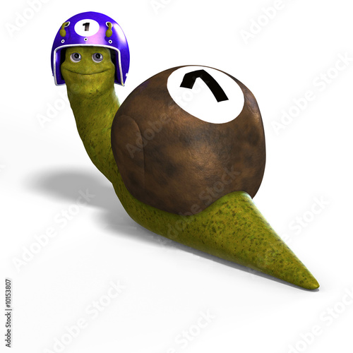 funny snail with shell and Clipping Path over white