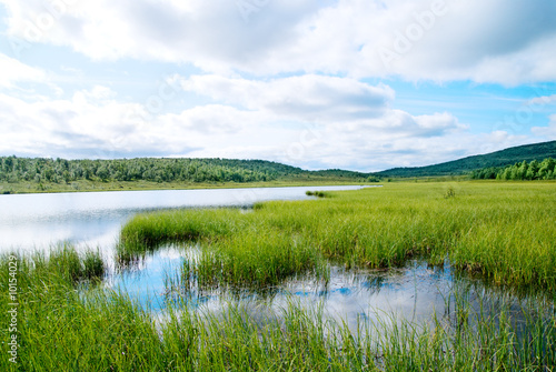 Fototapeta Naklejka Na Ścianę i Meble -  north mountain lake and green grass
