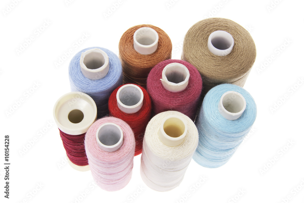 Spools of Thread on Isolated White Background Spools of Thread on Isolated White Background