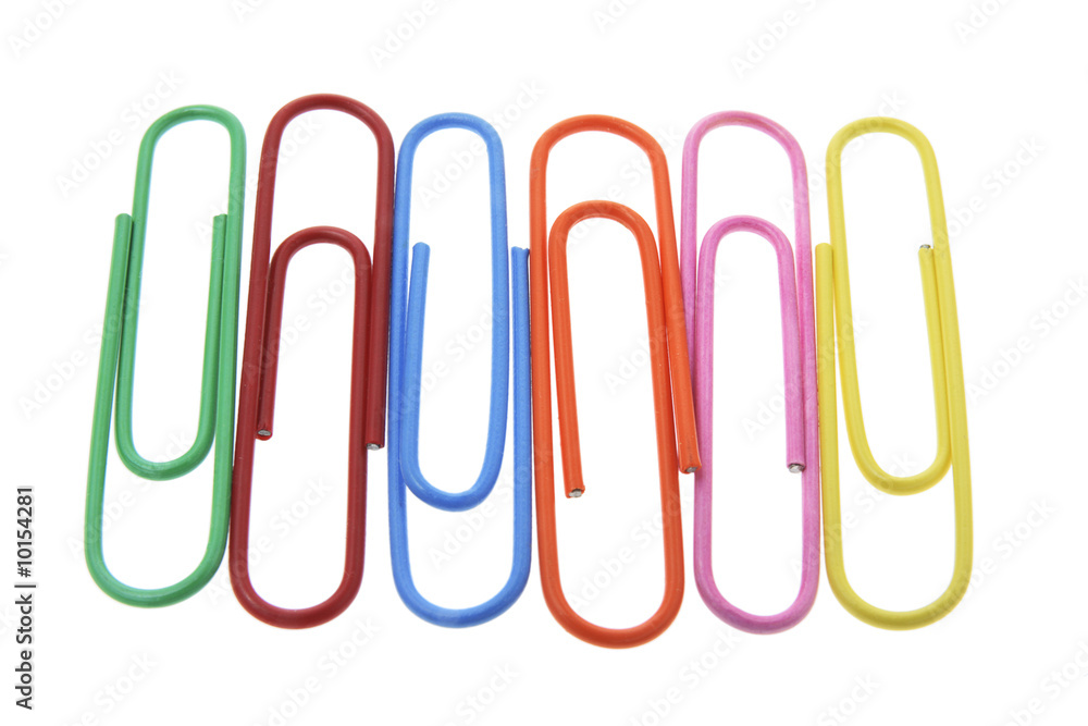 Row of Paper Clips on White Background Row of Paper Clips on White Background