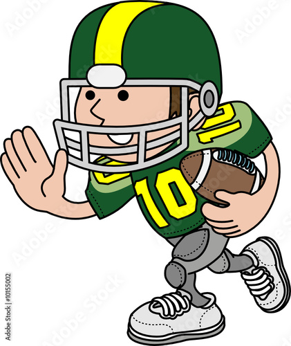 Illustration of American football player running with football