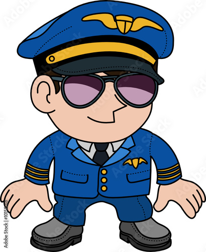 Illustration of flight pilot in sunglasses