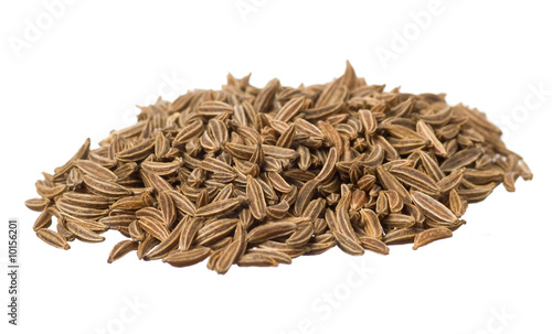 Photos Seeds of dried caraway closeup isolated on white