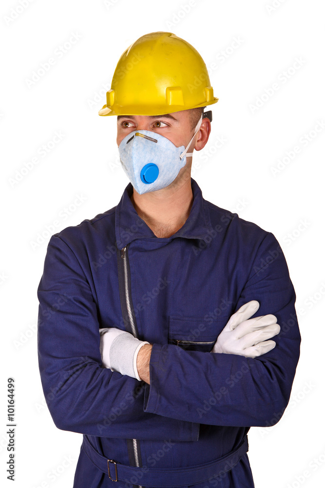 isolated man with protecyion work clothes background isolated man with protecyion work clothes background