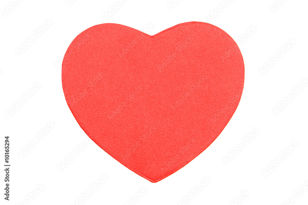 Red heart on a over white background