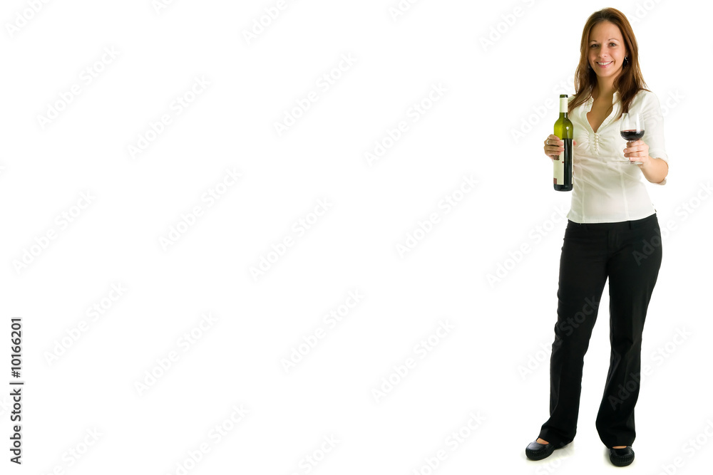 Portrait of young businesswoman offering glass of red wine Portrait of young businesswoman offering glass of red wine