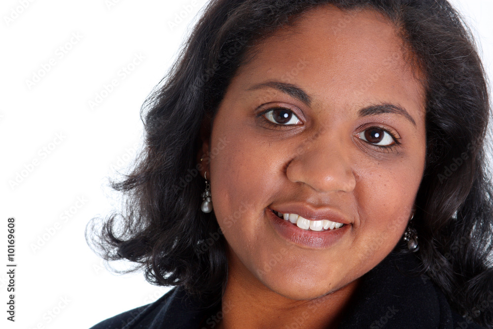 Portrait of a minority woman on white background Portrait of a minority woman on white background