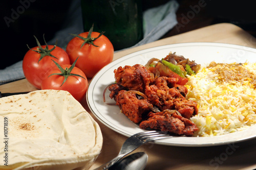 indian biryani food with chicken masala