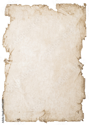 old stained paper isolated on white
