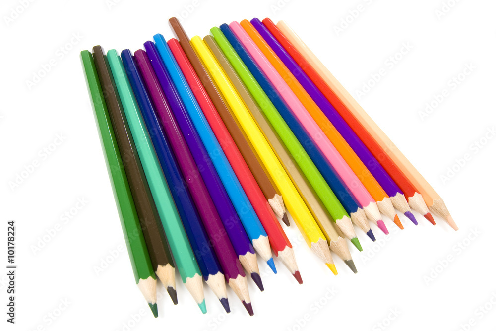 Coloured drawing pencils isolated on a white studio background. Coloured drawing pencils isolated on a white studio background.
