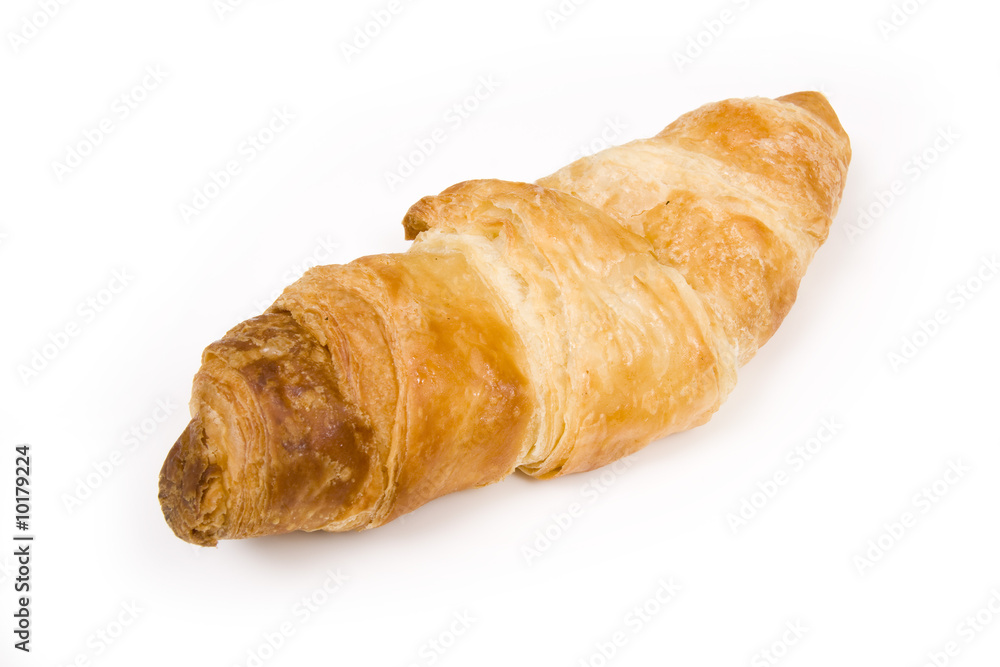 Croissant isolated on a white studio background.