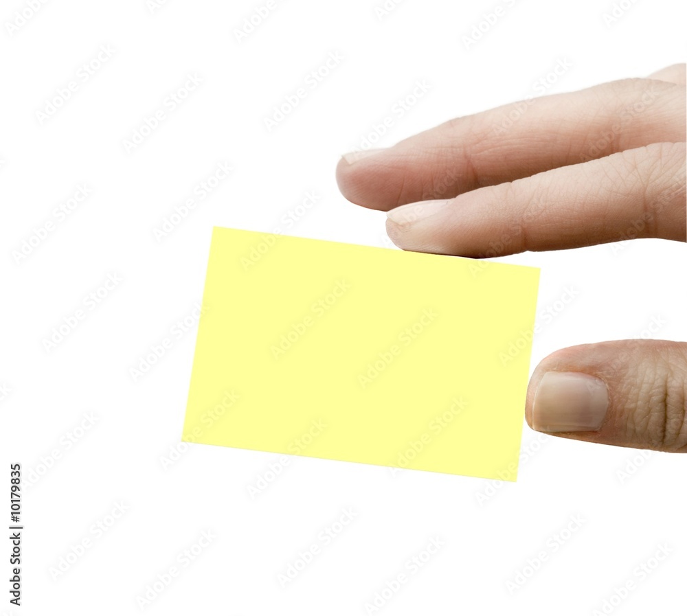 Blank isolated card in fingers Blank isolated card in fingers