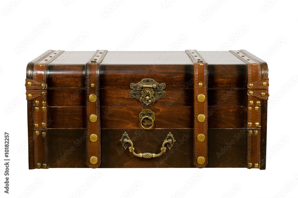 Old ancient chest isolated on white background Old ancient chest isolated on white background