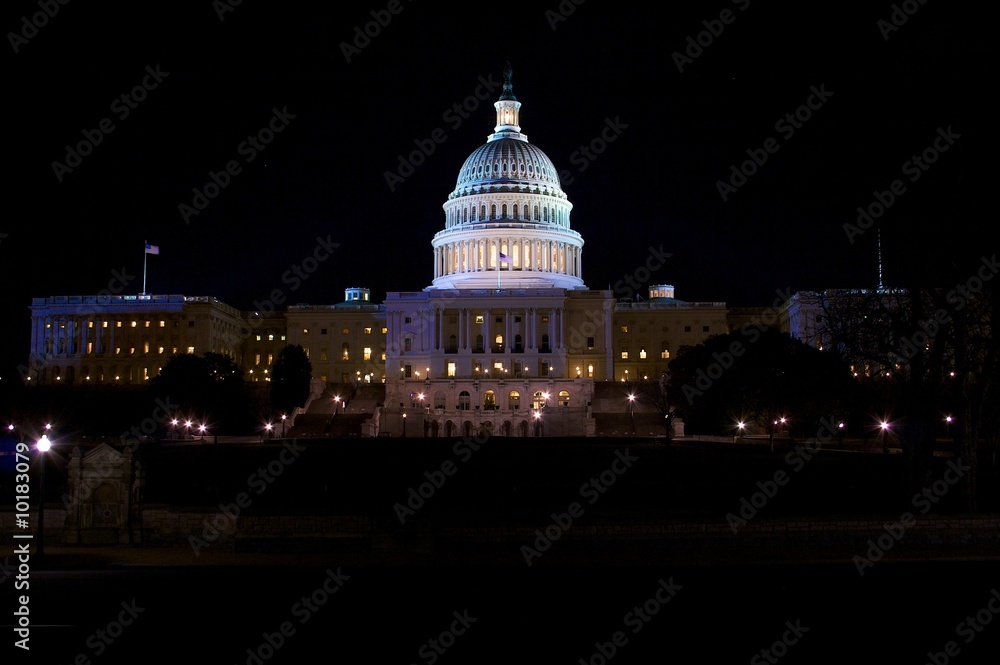 Capitol Building at night, Washington DC, USA
