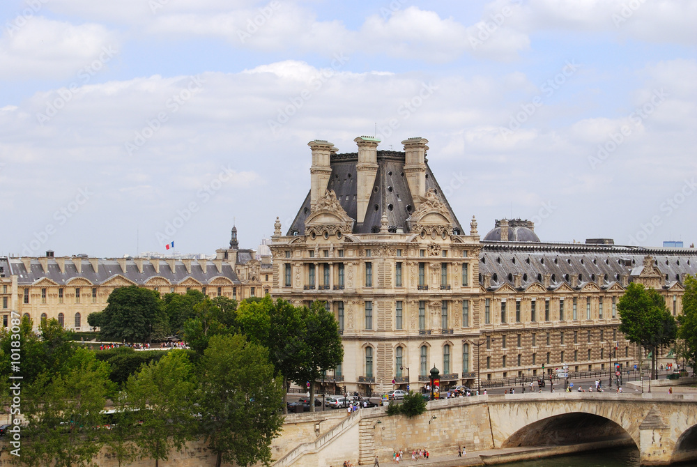 Louvre museum building exterior, Paris, France