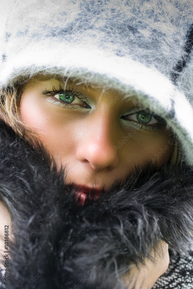 Portrait of a beautiful woman with hat outdoor Portrait of a beautiful woman with hat outdoor