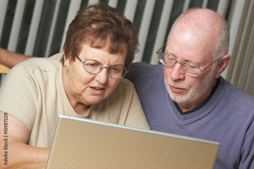 Senior Adults on Working on a Laptop Computer