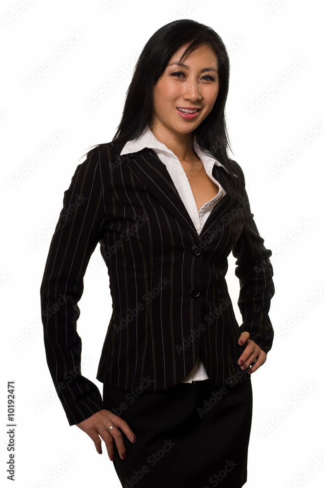 Attractive brunette Asianwoman wearing black business suit Attractive brunette Asianwoman wearing black business suit