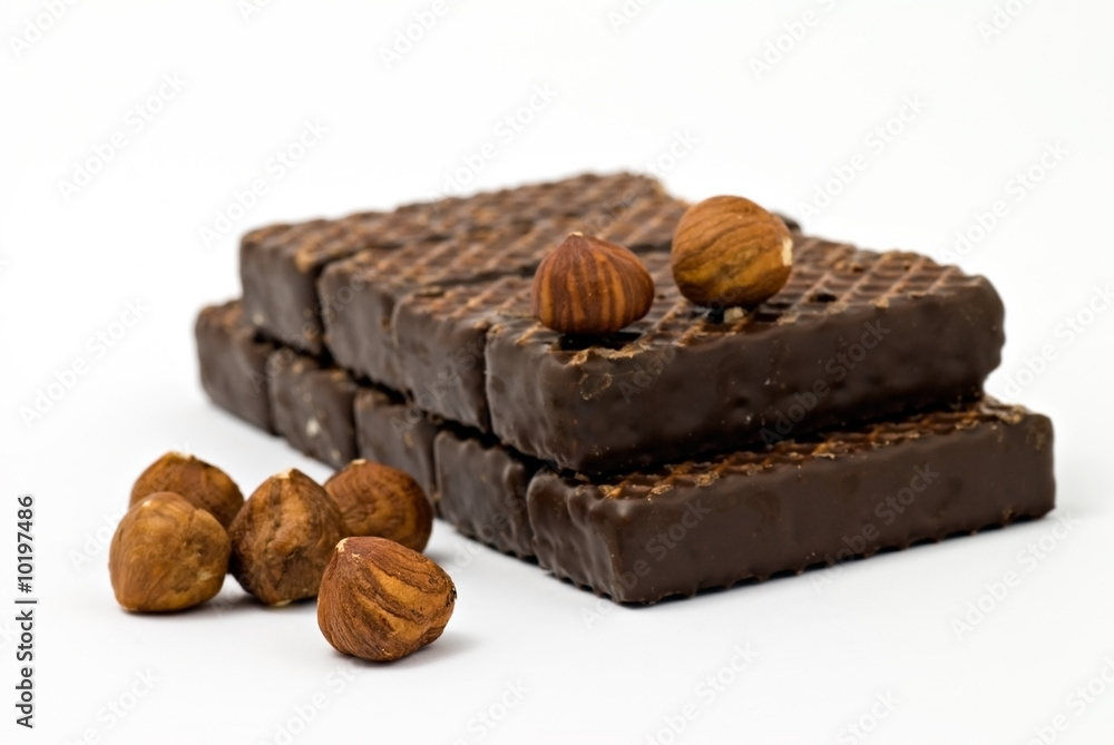 Background of chocolate cookies with nuts Background of chocolate cookies with nuts