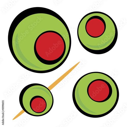 A variety of green olives.  Great clip art for a martini menu
