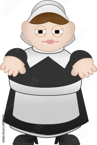 Short Fat Chubby Pilgrim woman in outfit isolated photo