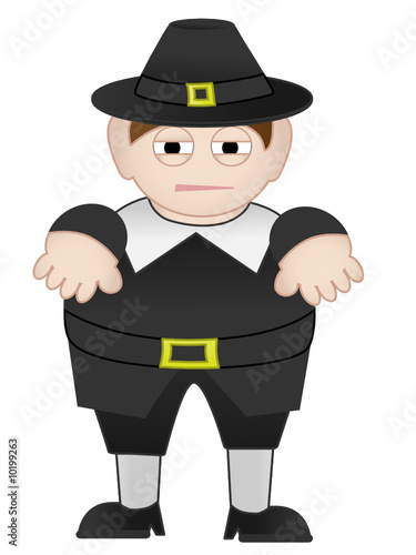 Short Fat Chubby Pilgrim man in outfit isolated