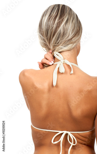 Sexy blonde woman. Isolated over white background.