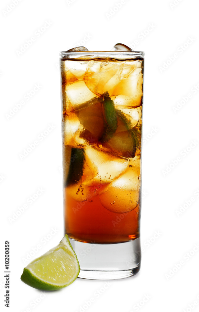 Cocktail - Cognac with Lime in Highball Glass Cocktail - Cognac with Lime in Highball Glass