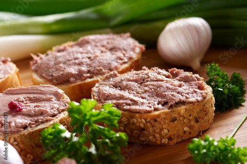 Fotografie, Obraz Snacks with different sort of meat and liver paste
