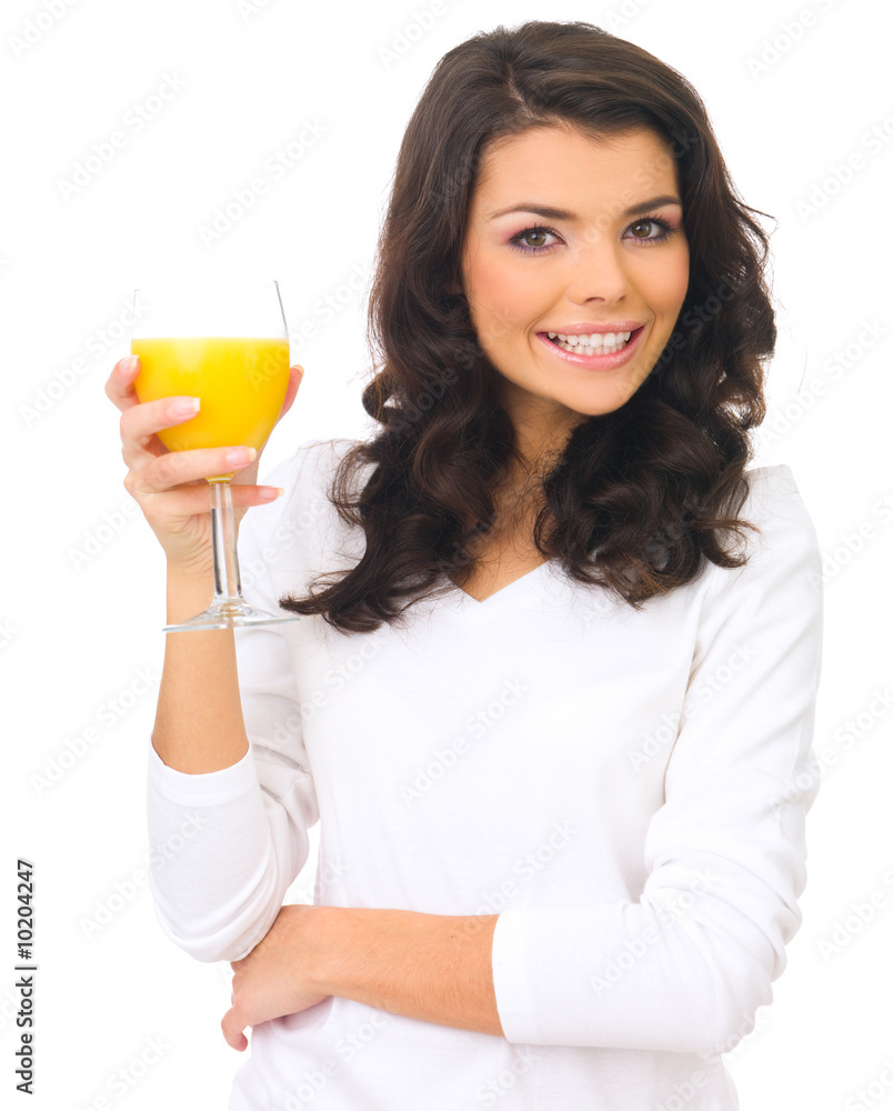 Portrait of beautiful business woman holding glass with juice Portrait of beautiful business woman holding glass with juice