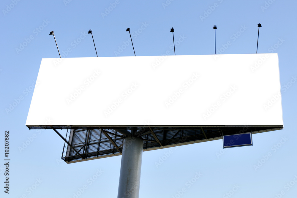 Blank big billboard over blue sky, put your own text here Blank big billboard over blue sky, put your own text here
