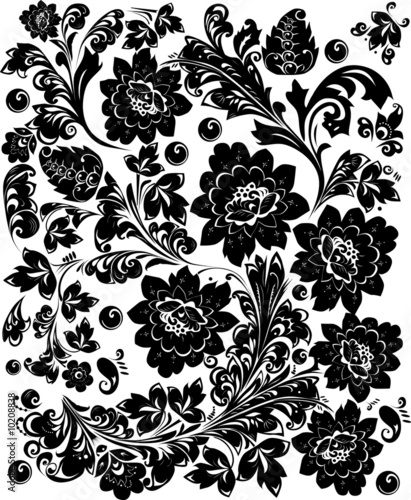 black traditional design on white