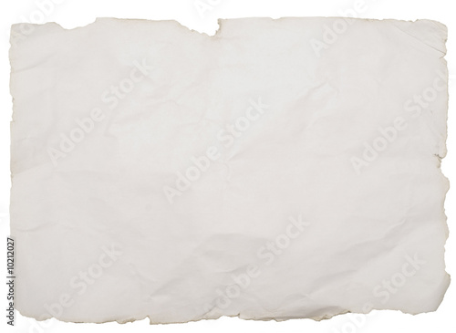 old paper with rough edges isolated on white