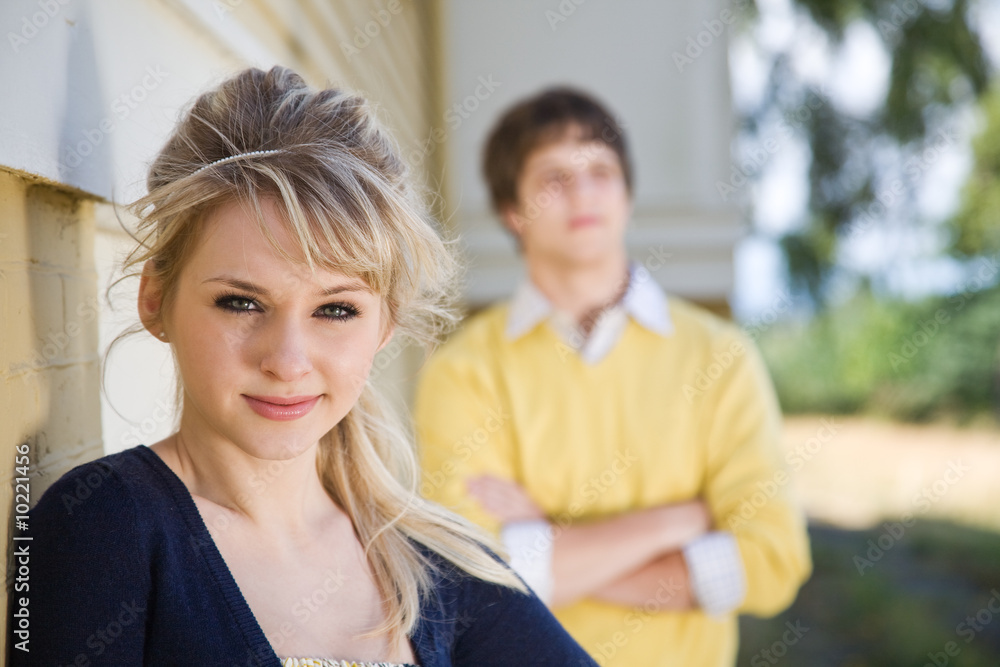 A portrait of a young caucasian couple outdoor A portrait of a young caucasian couple outdoor