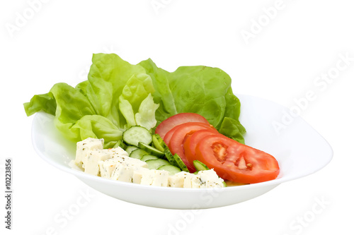 Healthy salad isolated on white.