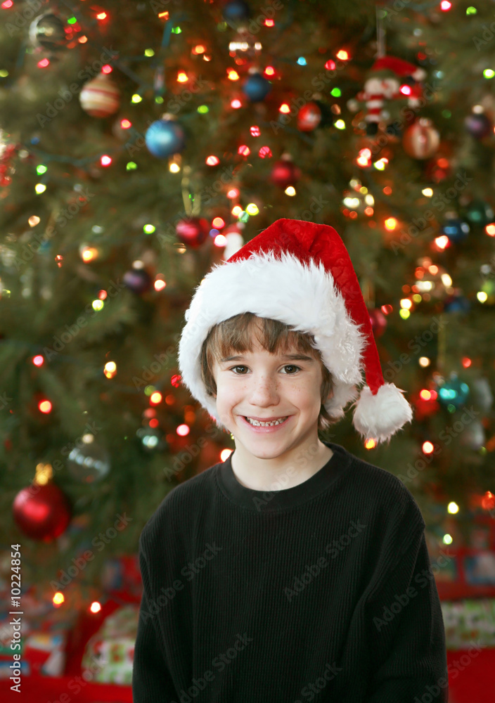 Boy In Front of Christmas Tree Boy In Front of Christmas Tree