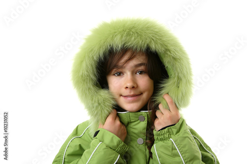 Young girl wearing winter jacket