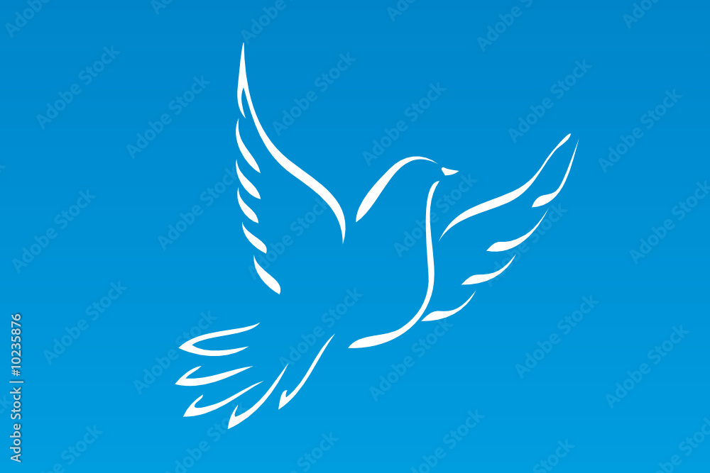 Drapeau de la paix avec colombe - obrazy, fototapety, plakaty 