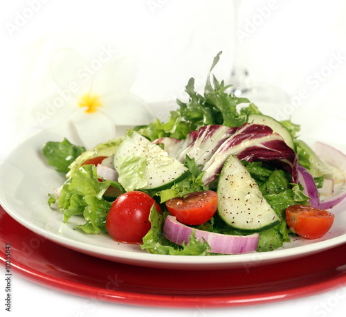 Bright Healthy Fresh Salad on White Background