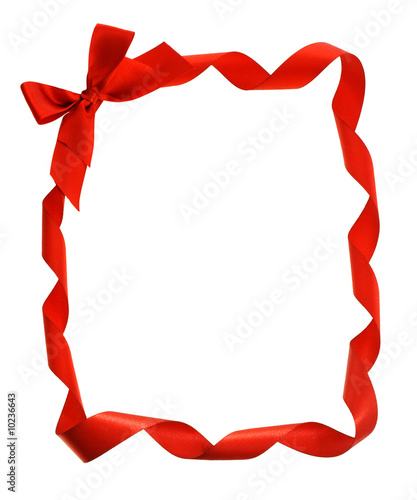 Red Bow ribbons border isolated on white and copy space