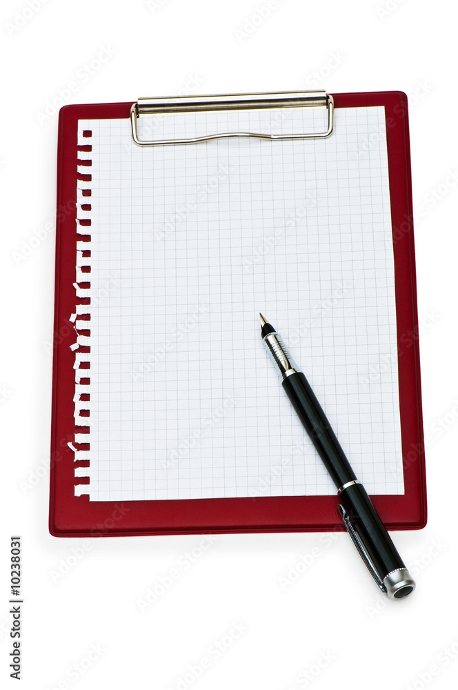 Binder with black sheet isolated on white