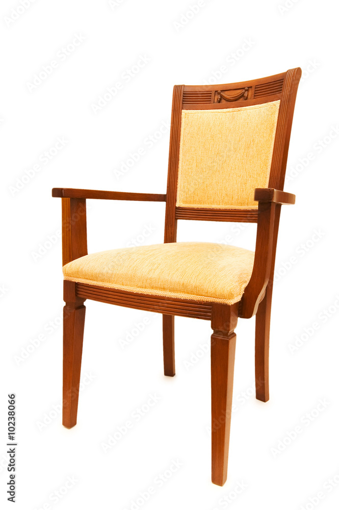Wooden arm chair isolated on the white