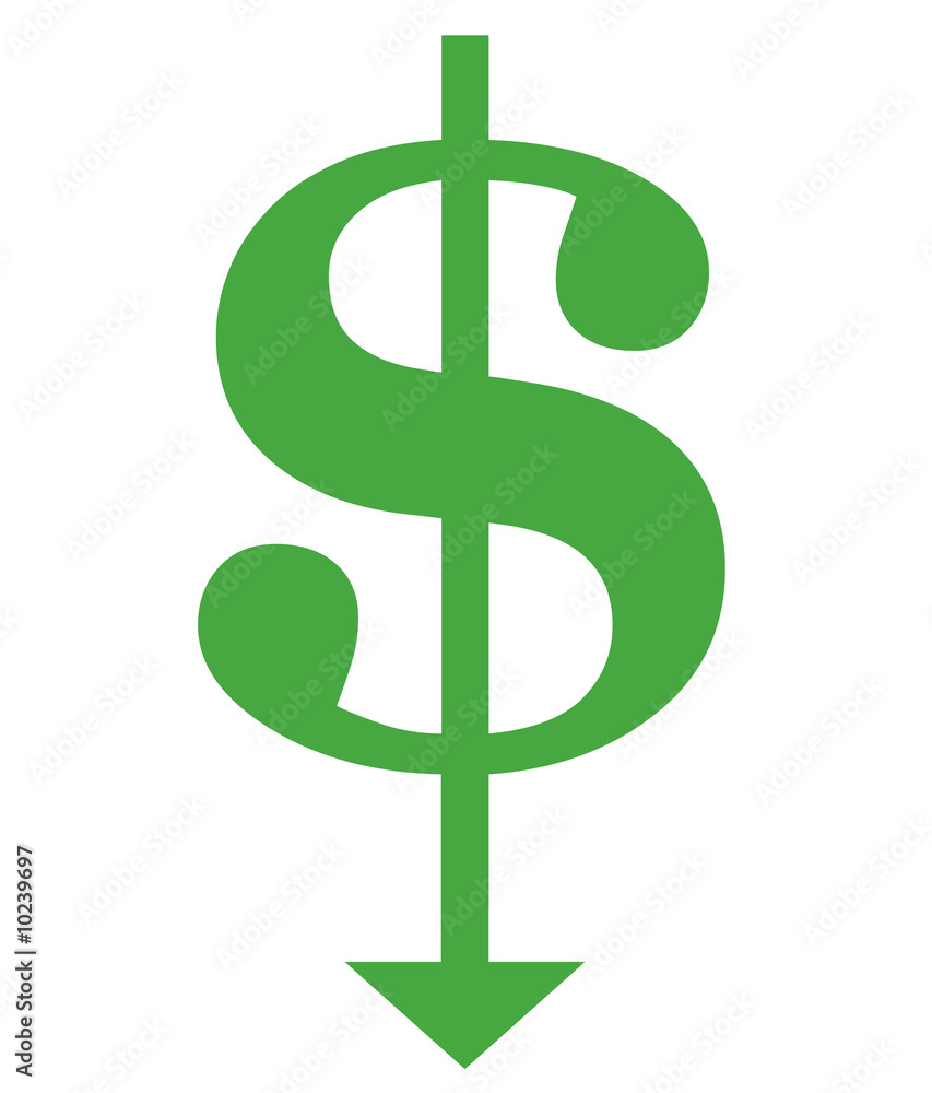 A conceptual illustration of weakening dollar value